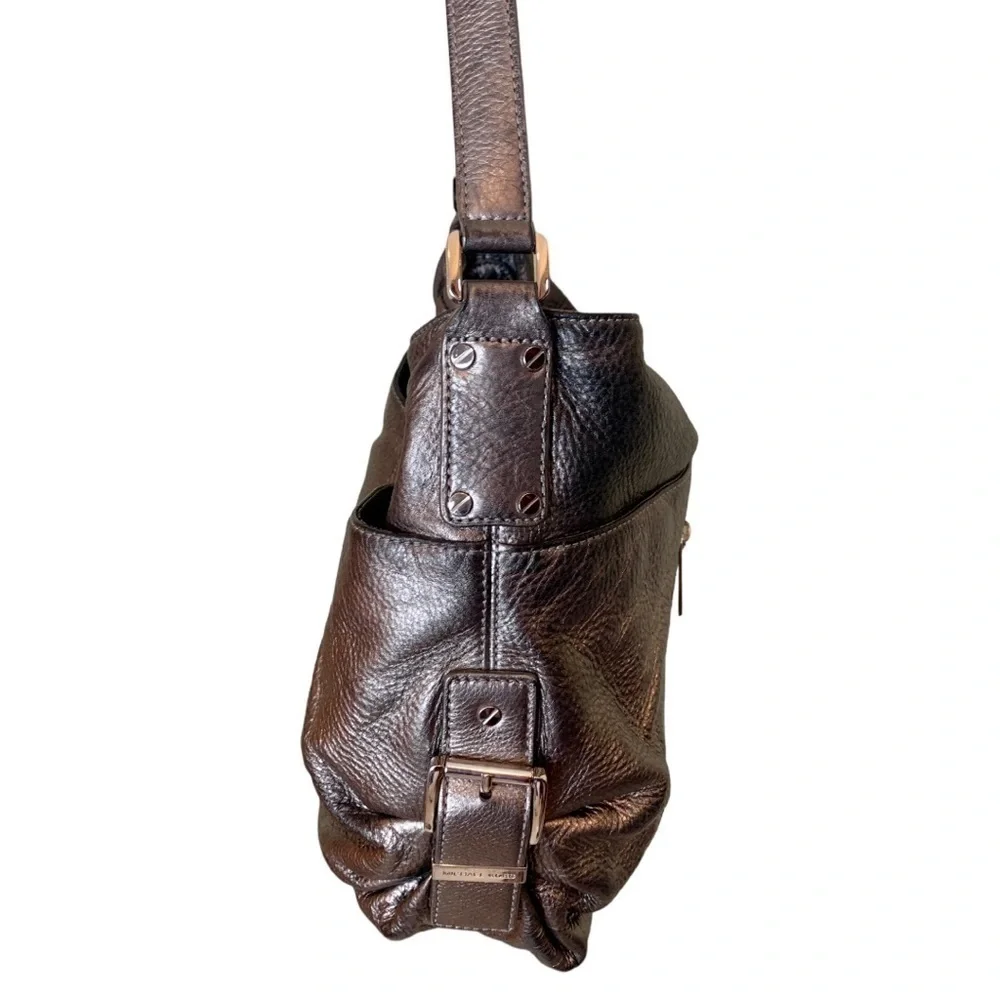 Michael Kors Silver Pebbled Leather Hobo Purse